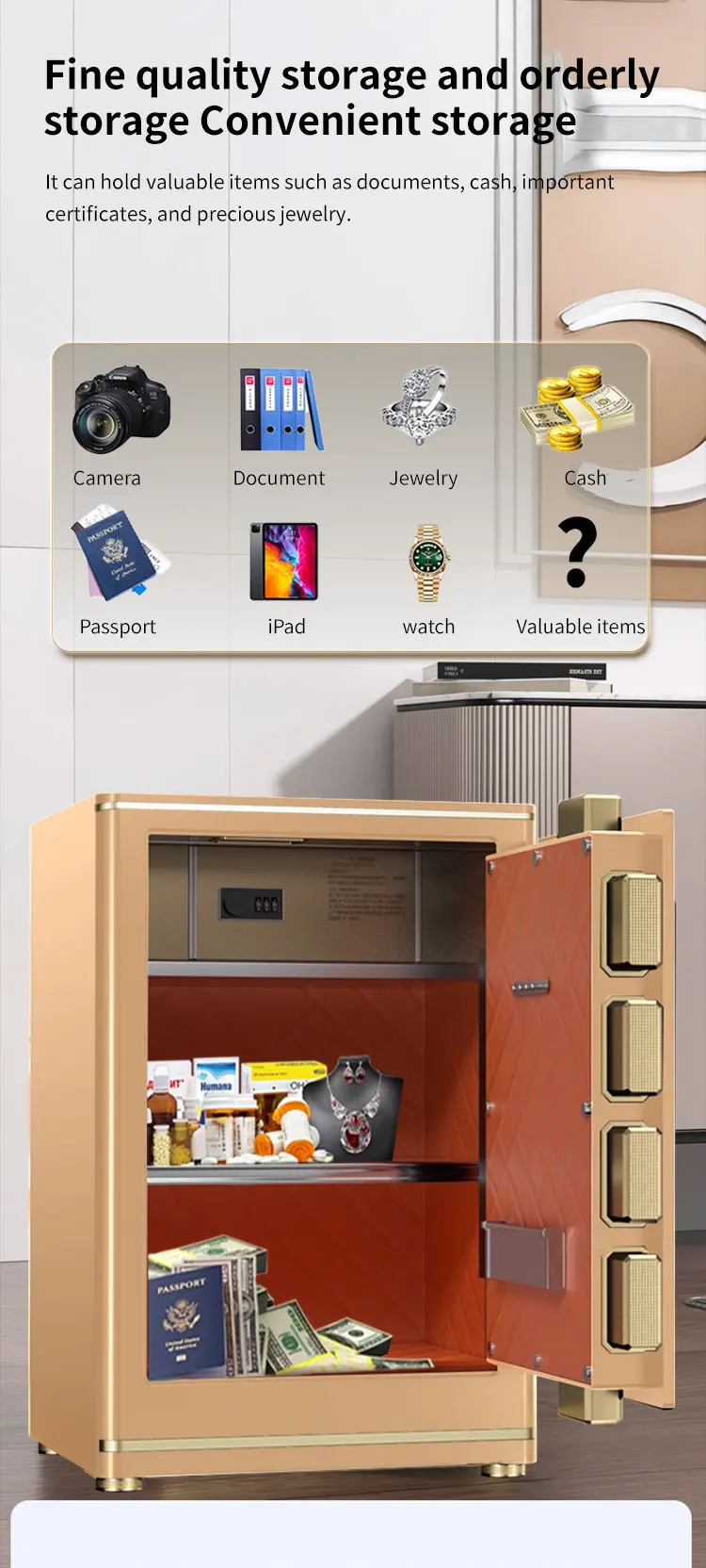 CEQSAFE Metal Smart Hidden Wifi Automatic Door Luxury Safe Box Fingerprint Digital Security Box manufacture