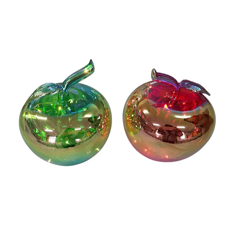 Hand blown  led light Christmas ornament customized christmas decoration glass apple manufacture