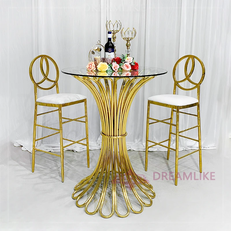 Modern Metal Bar Counter Table Steel And Glass Rectangle Design For Wedding Events Home Or Hotel