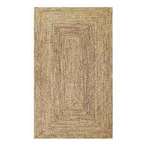 Handmade Natural Braided Jute Rug Indoor Outdoor Solid Color Raffia Grass Straw Floor Mat Plain Style with Handmade Techniques