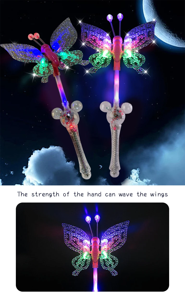 led flashing light up party wand novelty toy with music and battery