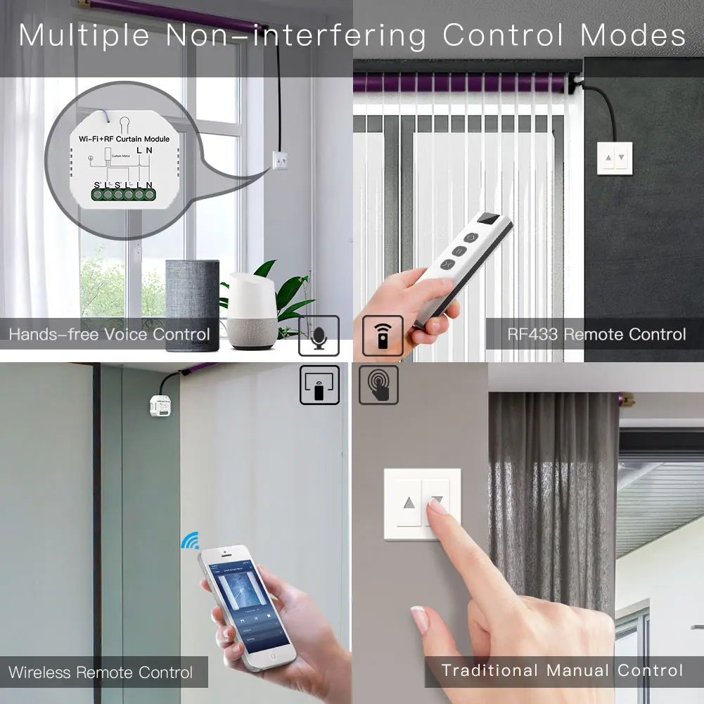 Moteur Rideau Électrique WiFi Mewmewcat - Commande Vocale Et APP, Minuterie, Capteurs Lumière Température, Compatible Alexa