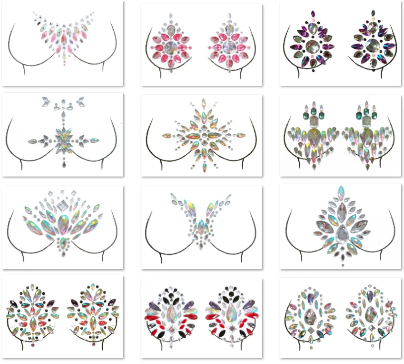Rhinestone Body Jewelry Sticker Breast Jewels Tattoo Crystal Chest
