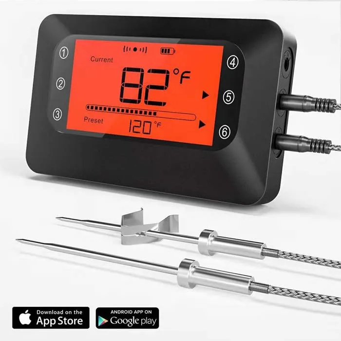 Bluetooth Digital Meat Thermometer for Grill BBQ 4-Color Wireless Probes Large Backlight Display Cooking Food Oven Thermometer