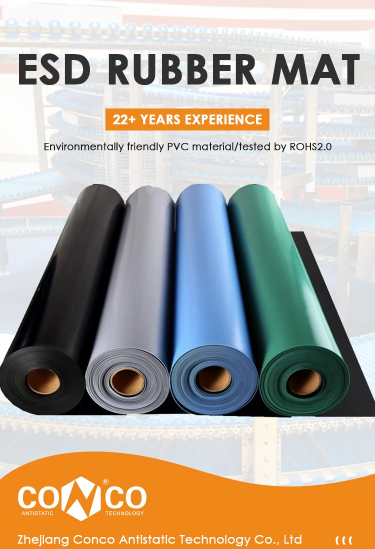 2mm Esd Mat Roll Rubber Grounding Mat Antistatic Rubber Working Mat