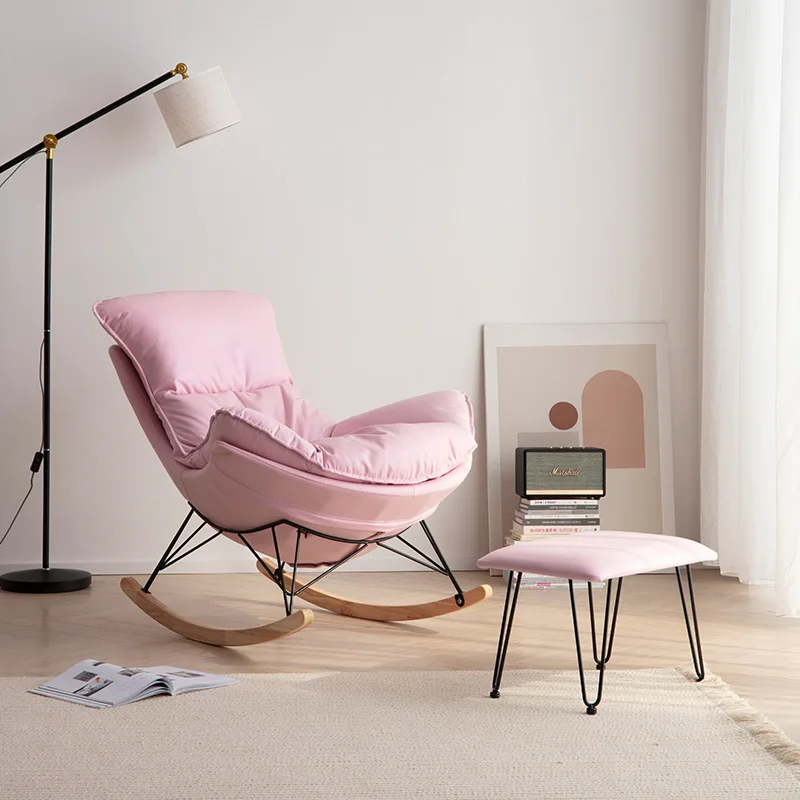 Nordic style rocking chair with pedal, compact design