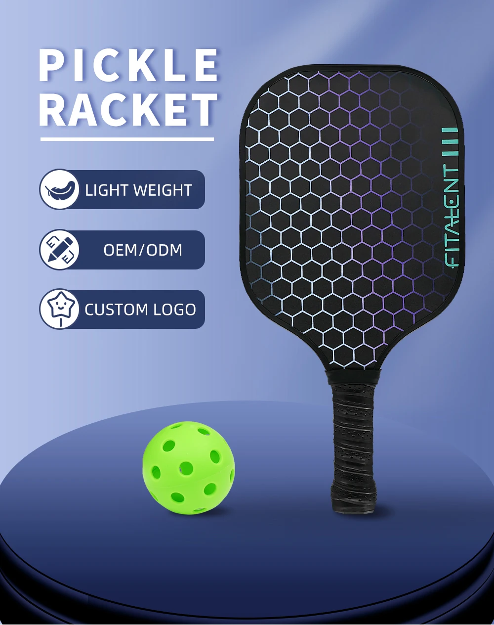 Custom 18k Carbon Fiber Usapa Pickleball Paddle Cover Outdoor Padel