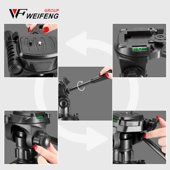 WF-520 Camera Tripod Lightweight Tripod for Camera with 3-way Pan Head Aluminum  Black detail image