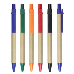 Affordable Promotional Ballpoint Pens, Customizable Paper-Barrel Pens with Logo Imprint for Branding Needs
