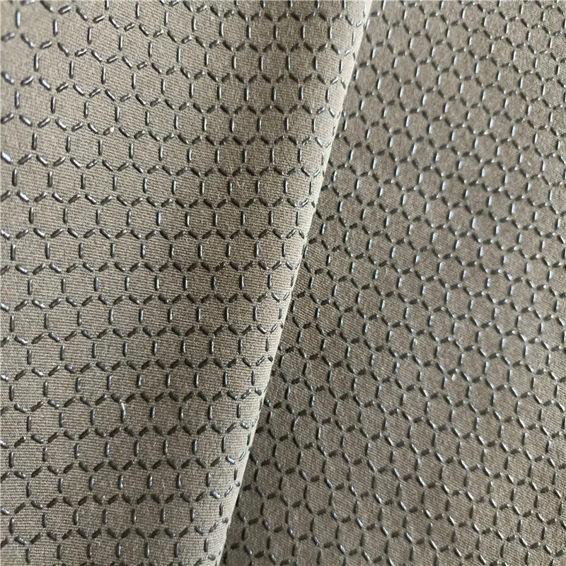 Silicone Coated Printed Hexagonal Printing Polyester Spandex Microfiber Suede Non slip Fabric for Anti slip Mattress
