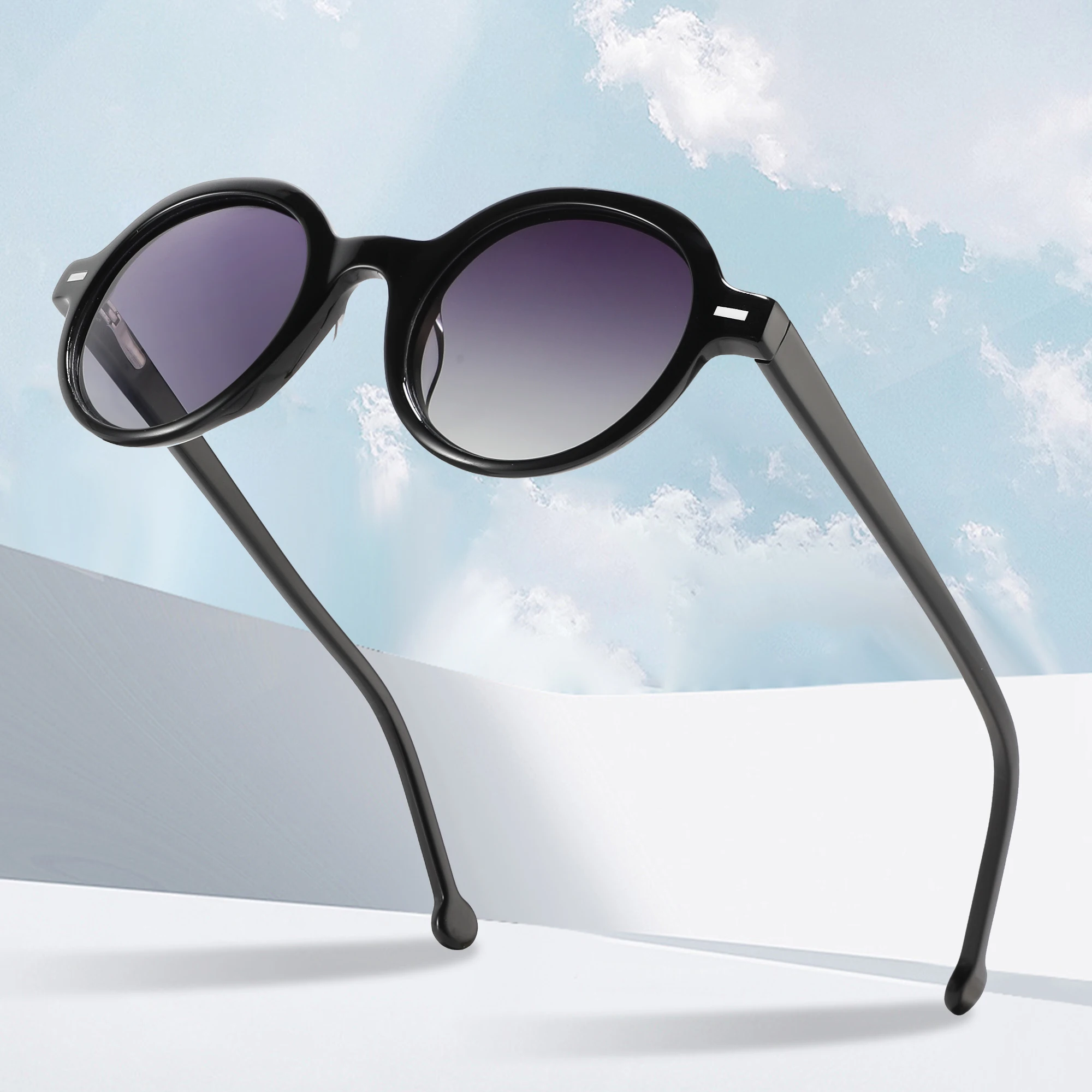 CONCHEN Manufacturer Luxury Designer Unisex Round Frame Custom Logo Polarized Acetate Sunglasses_voghion.com