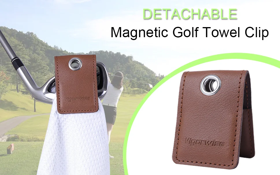 Golf Towels Clip Outdoor Detachable Pu Leather Golf
