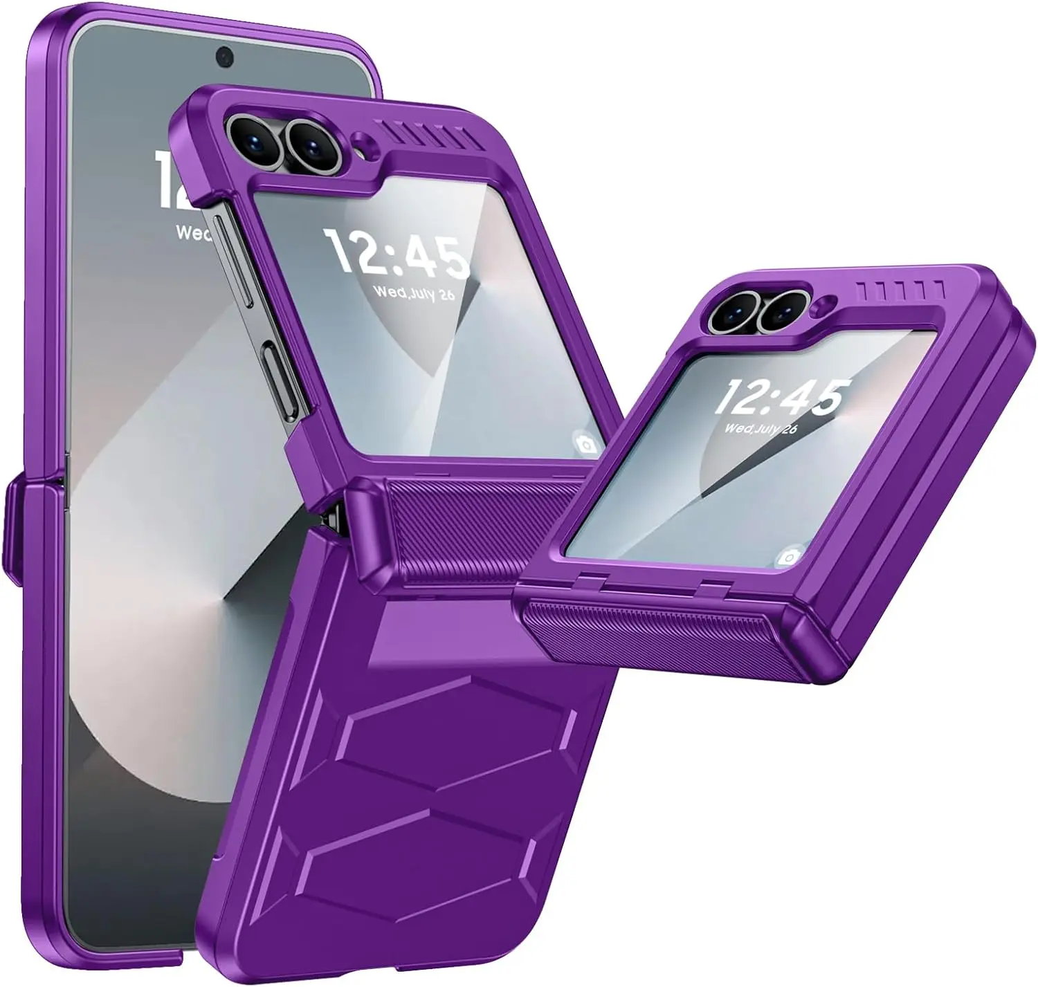 Rugged Case for Samsung Galaxy Z Flip 6 5 with Hinge Protection Built-in Screen Protector Shockproof All-Inclusive  Covers