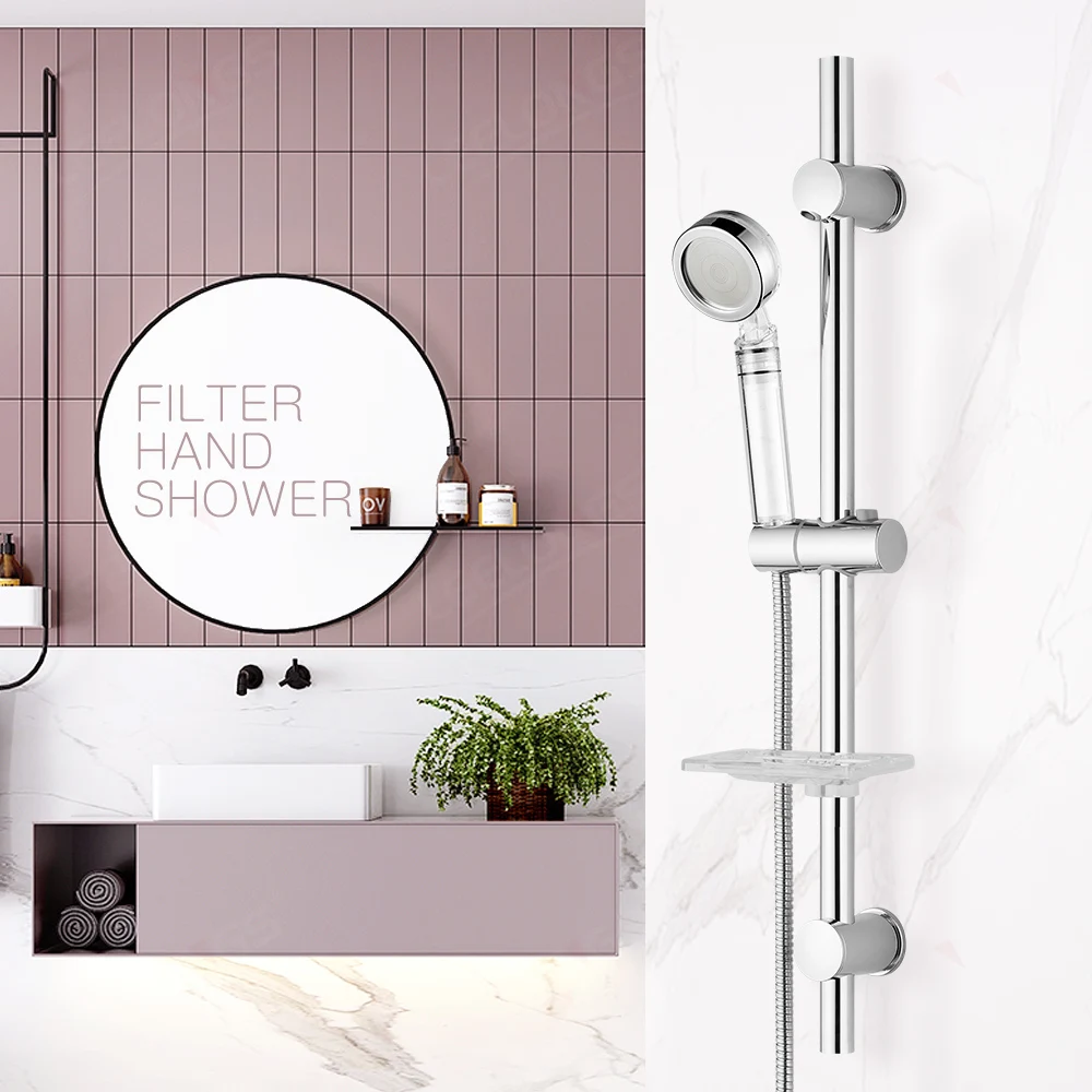 Clean Wash Bathroom ABS Plastic High Pressure Hand Shower Transparent Color Shower Head with PP Cotton Ionic Filter
