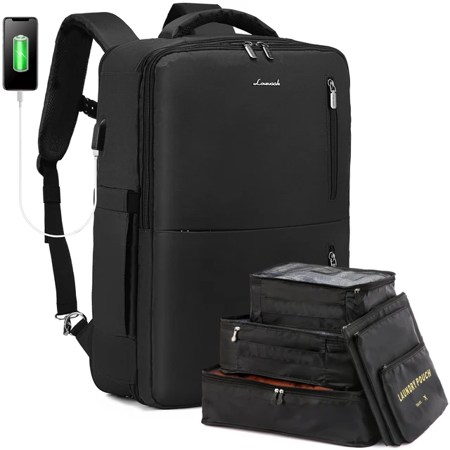 Business Men's Oxford Carry-On Backpack - Large Laptop Travel Bag with 6 Packing Cubes, Unisex