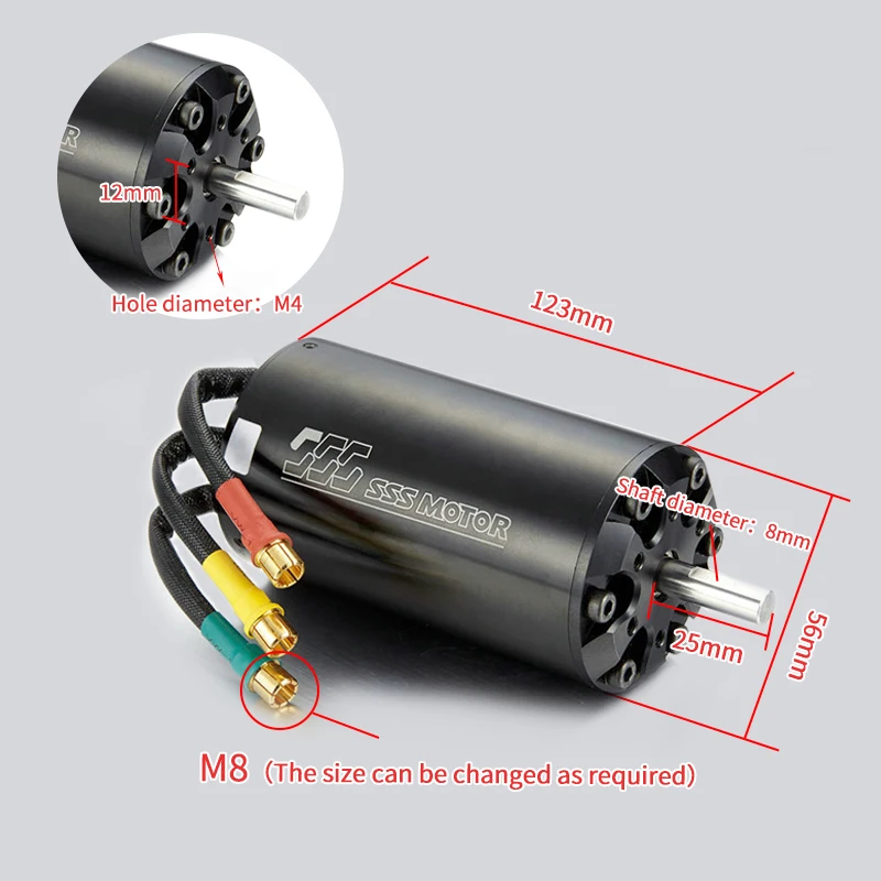 SSS Dc Brushless Motor KV Customized Max Power 12000W High Speed 50000 Rpm/min