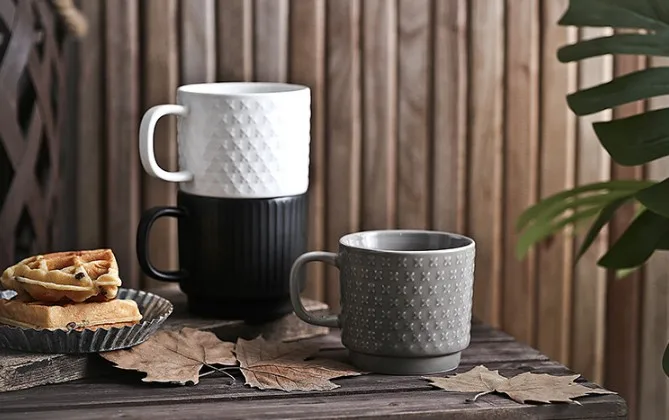 Creative embossed ceramic mugs