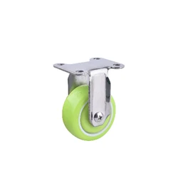 Green PU Foam Light Duty Plastic Toy Polyurethane Castor Stainless Steel Wheels Caster NO 5