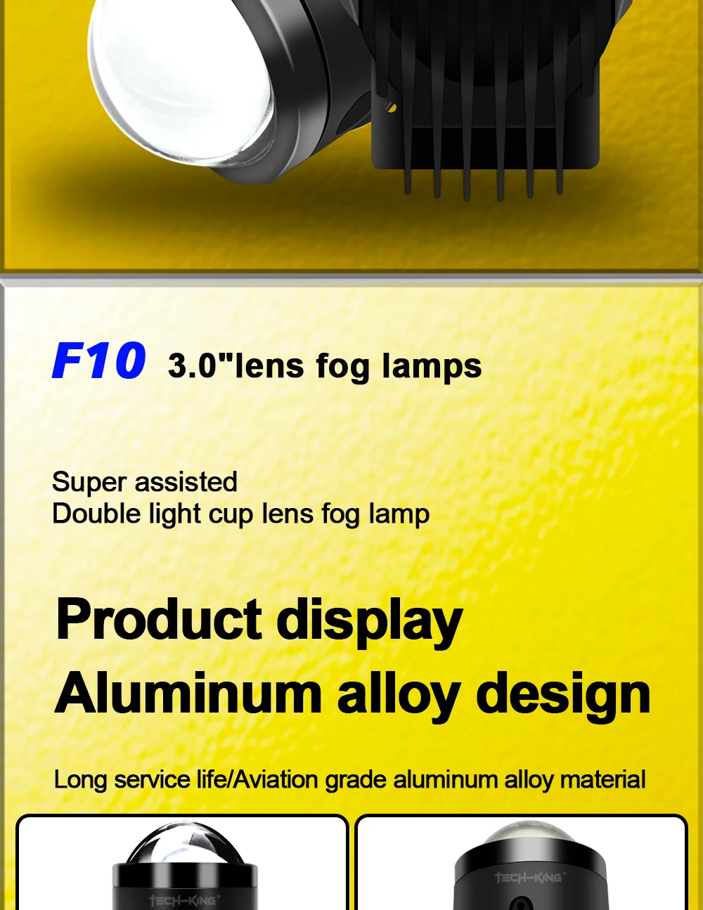 TECH-KING Automotive LED projector fog light 3-inch universal Matrix Automotive fog light retrofit accessory lens fog lamp