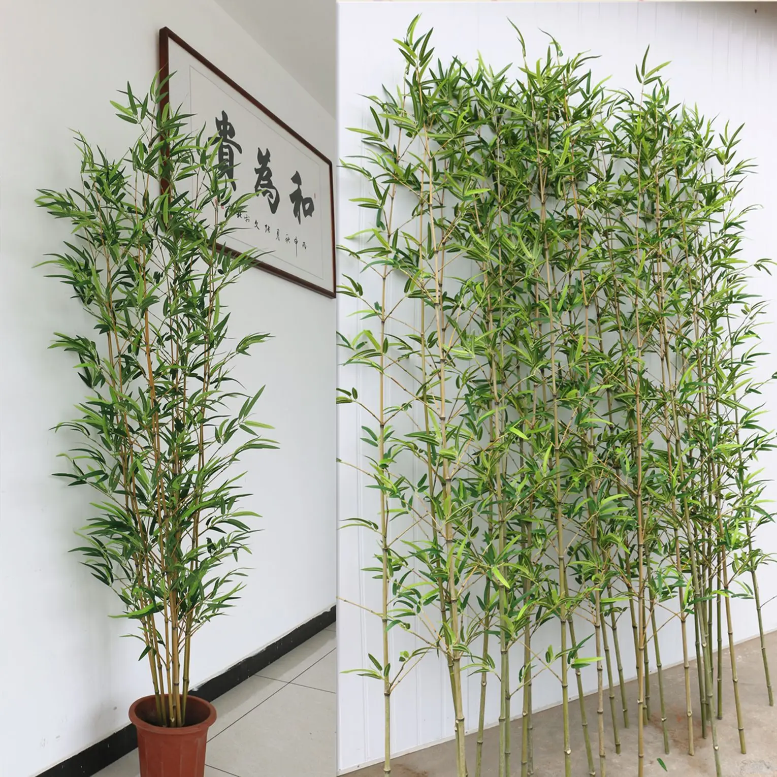L-bt Großhandel Seiden-kunstbambus-pflanzenhecke Künstliche Pflanzen Sichtschutz Gartenzaun Outdoor-heimdekoration Künstlicher Bambusbaum