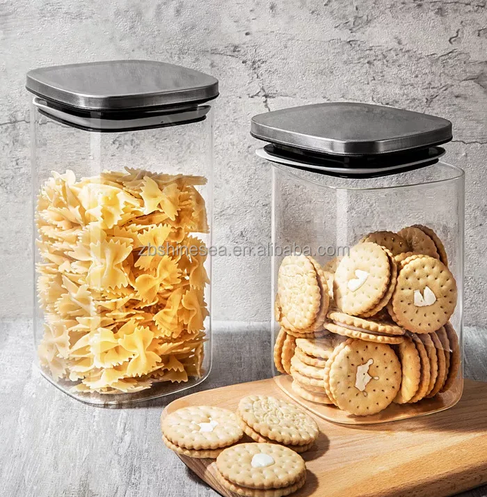 Glass Jar With Lid Food Storage Jars Glass Bottle Cookie Candy Box