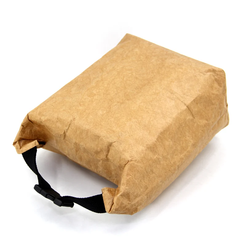 eco friendly brown paper thermal lunch cooler food snacks bag with buckle closure