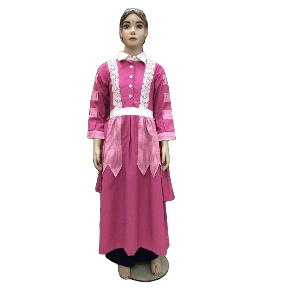 Customized Logo Good Quality School Uniforms for Saudi Arabia Girls Sleeveless Frock Dress