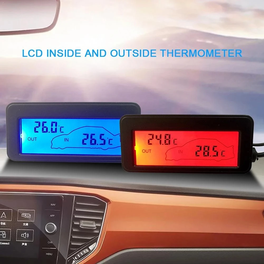 Thermometer Car Thermometer 12v Digital Backlight Lcd Car Inside and Outside  