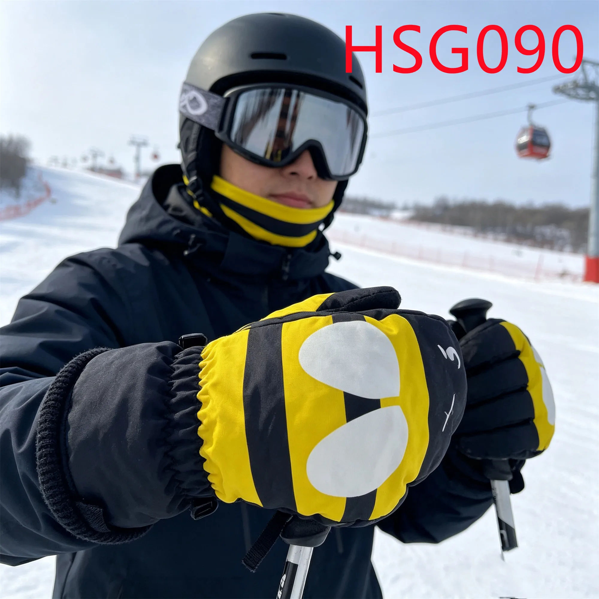 HY,Alpine Skiing High Density Water Proof Cloth Hua Singh Ski Gloves Flexible Grip Windproof Shell Toddler Winter Mittens HSG090
