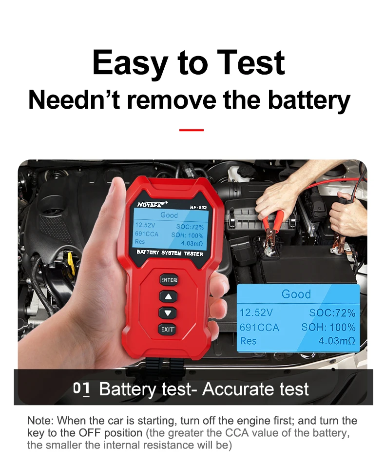 Noyafa Battery System Tester Nf-512 Cca Battery Voltage Life Tester ...