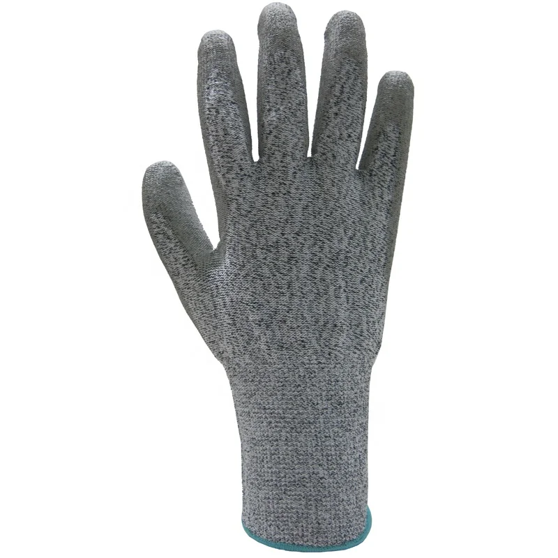 
Wholesale 13G HPPE Grey Cut Resistant PU Coated Safety Gloves Anti Cut Work Gloves Level 5 CE EN388 44C42 