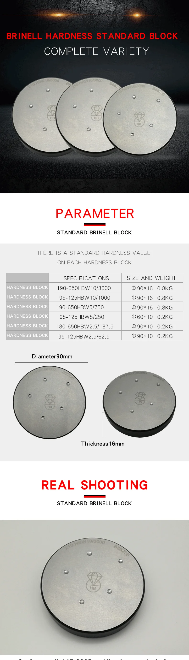 3q Portable Hardness Test Block Rockwell Block / Brinell Block Hra,Hrc
