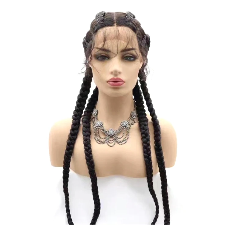 Parrucche Intrecciate Nere Donne Nere: Parrucche Anteriori A Pizzo Full Resistenti Al Calore Di Alta Qualà Con Capelli Bambini Da 37,98 € | DHgate - Foto 7