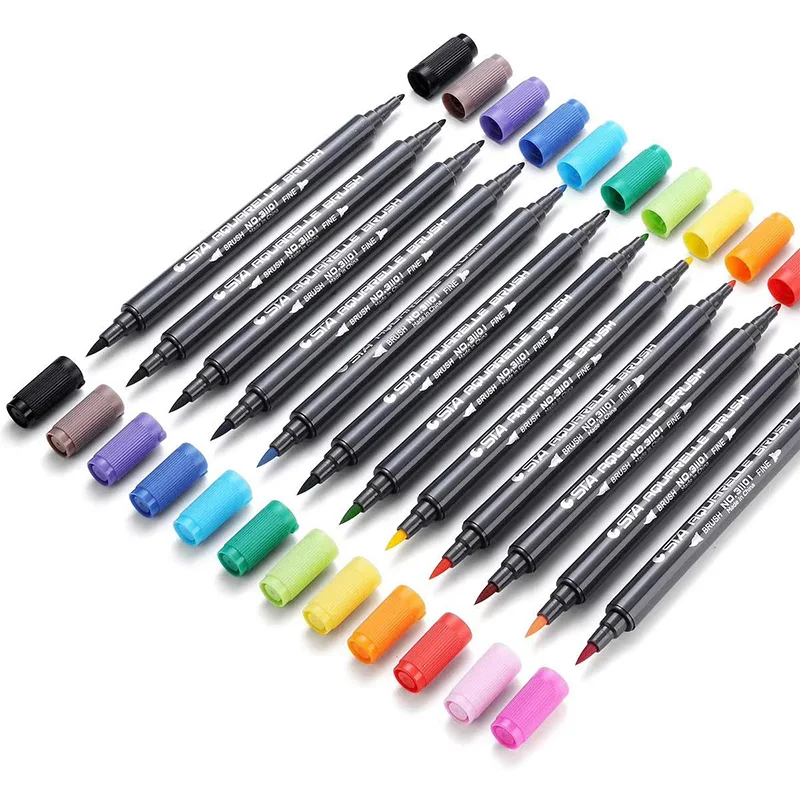 12 видов цветов нетоксичные двойной наконечник каллиграфия кисточки маркеры для упаковки крема рук надписи книжка-раскраска