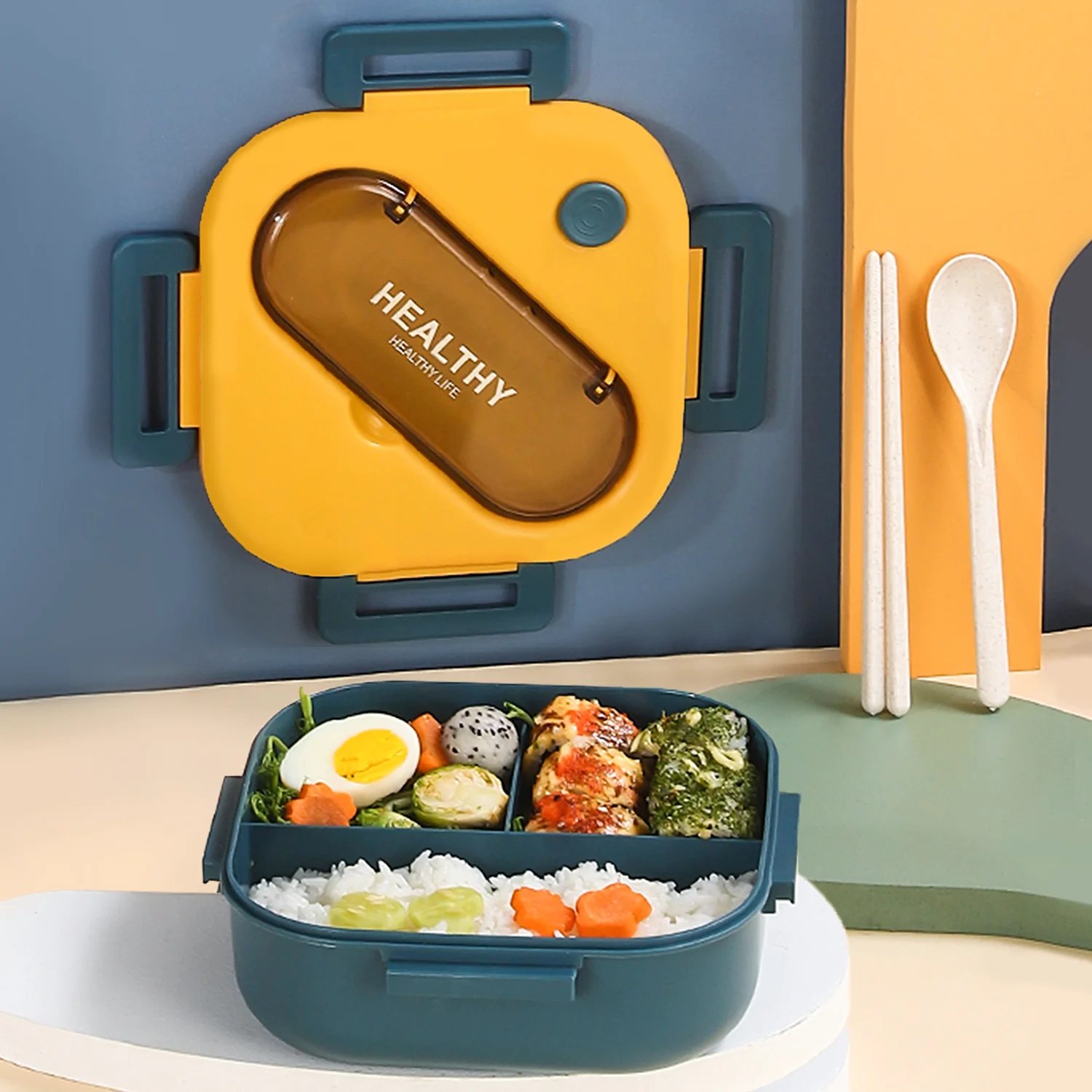 Portable Lightweight Plastic Bento Container Durable Lunch Box for Travel School & Work Food Storage & Container