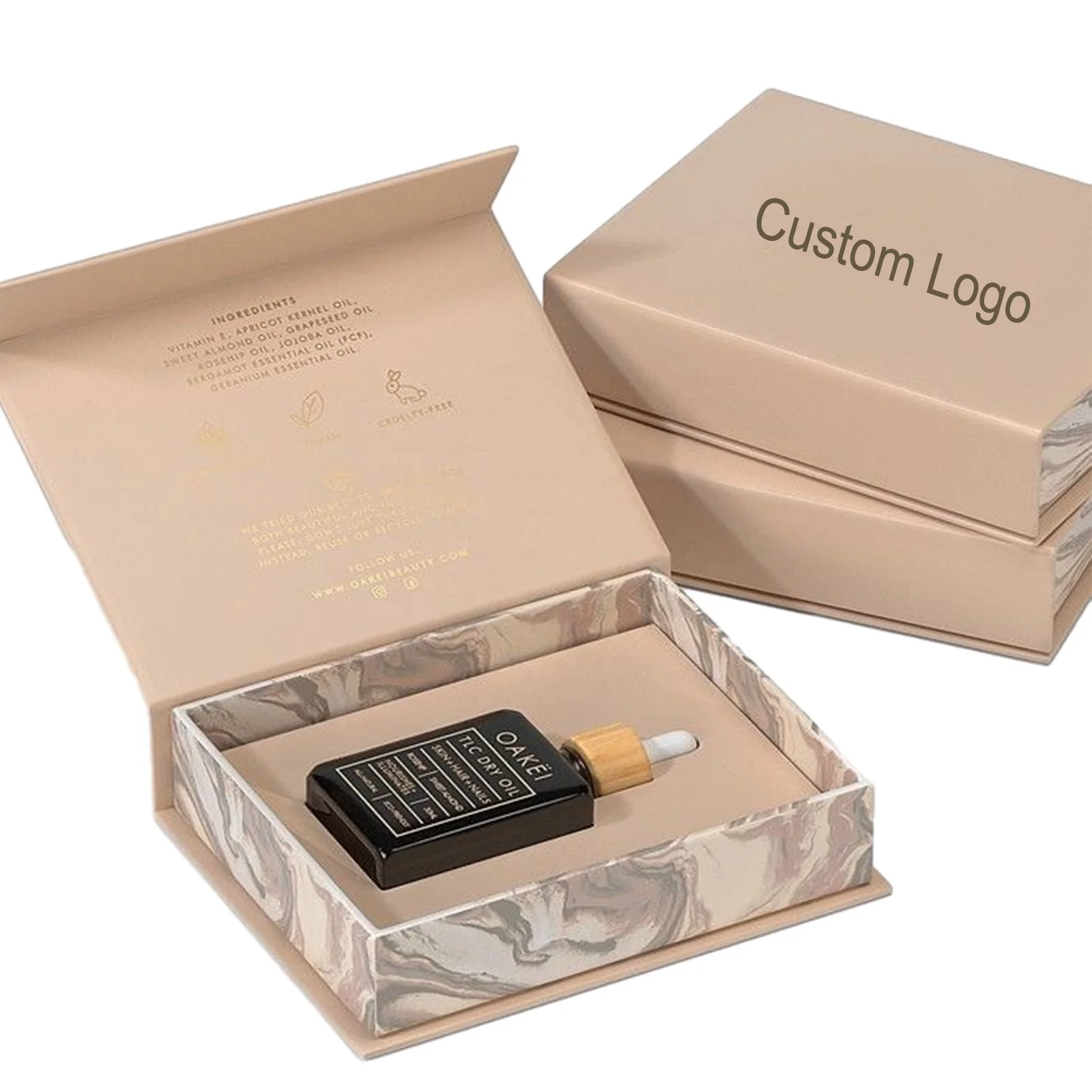 Custom Logo Printing Clamshell Magnetic Paper Box Perfume Cosmetics Packaging Box Lipstick Nail Polish Box With Sleeve