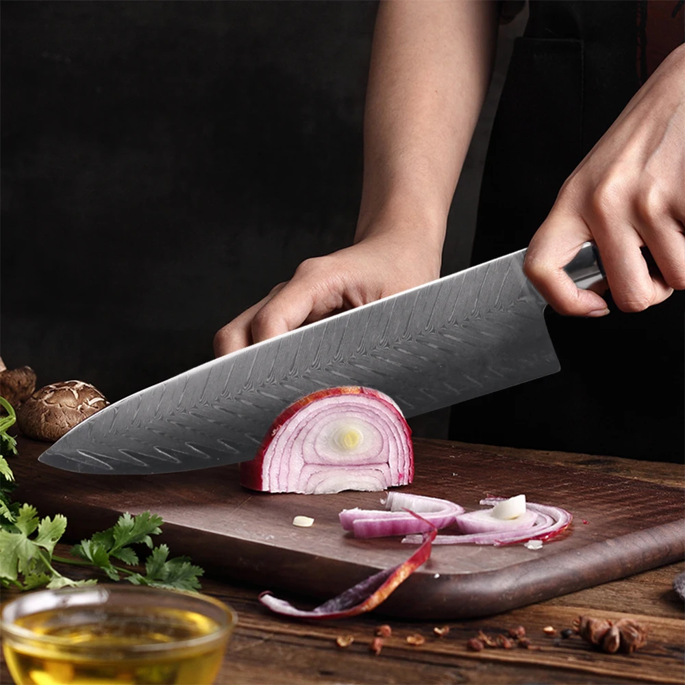Professional Black G10 Handle Kitchen Knife Damascus Cooking Knife Vg10 67 Layers Damascus 8