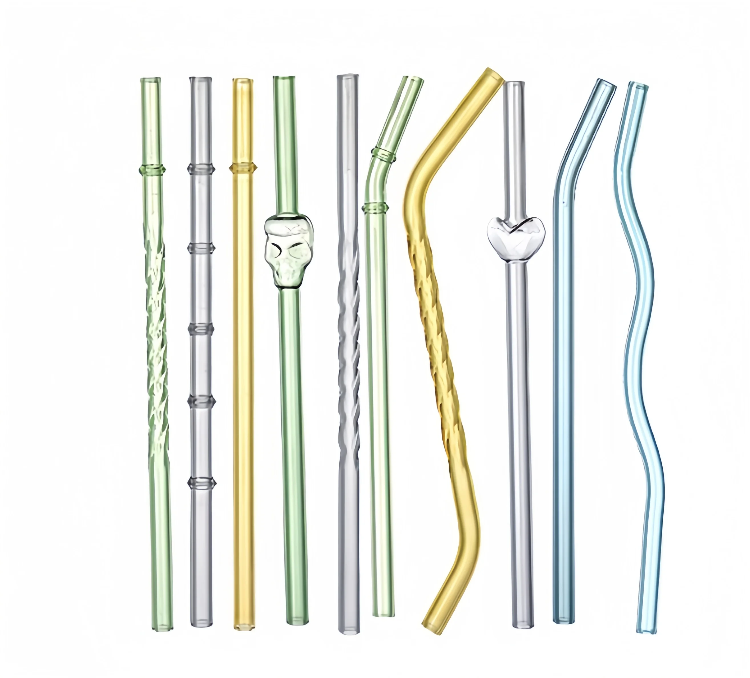 Bar Straw Set With Different Shapes Glass Straws for Party Occasions