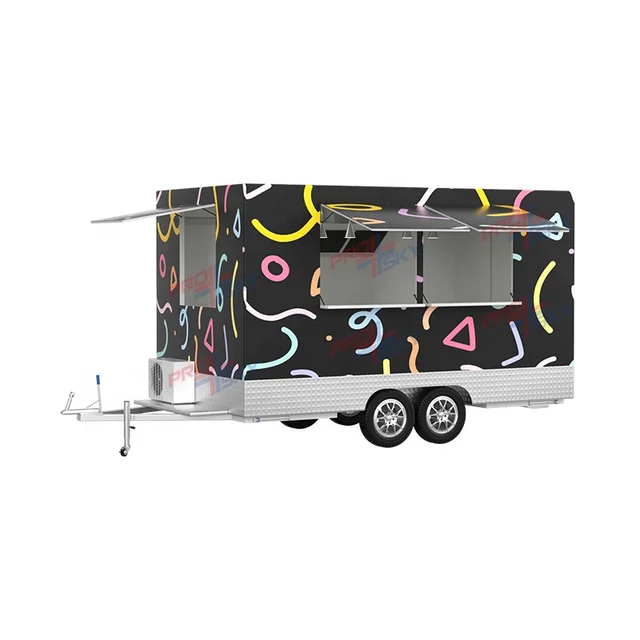 Custom Truck Fast Food Trailer Fully Equipped with Full Kitchen Equipments Coffee Ice Cream  Food Cart With Wheels For Sale