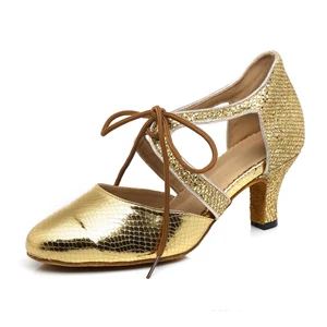 Ladies Shiny Latin Dance Shoes High-Heeled Soft-Soled Salsa Dance Competition Shoes Adult Indoor Party Dance Shoes