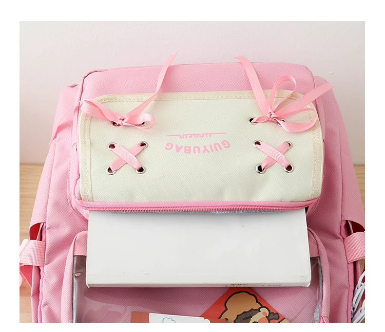 2022 fashion new pink 5pcs/set children's schoolbag animal card girl schoolbag youth schoolbag set