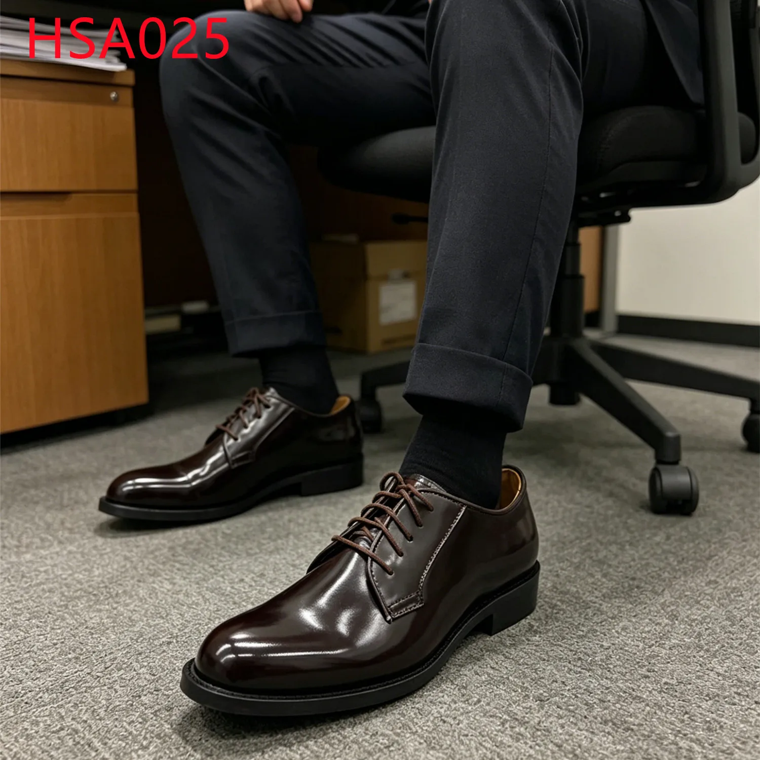 YYR,Formal Occasion Anti-wrinkle Men Black/Brown Dress Shoes Business Meeting Shining/Matte Leather Upper Office Shoes HSA025