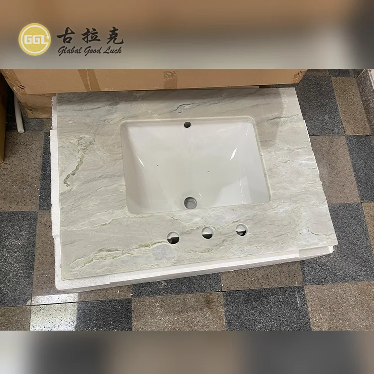 Fashion Counter Top Wash Basin Stone Marble Bathroom Vanity Top for Hotel Bathroom Decor