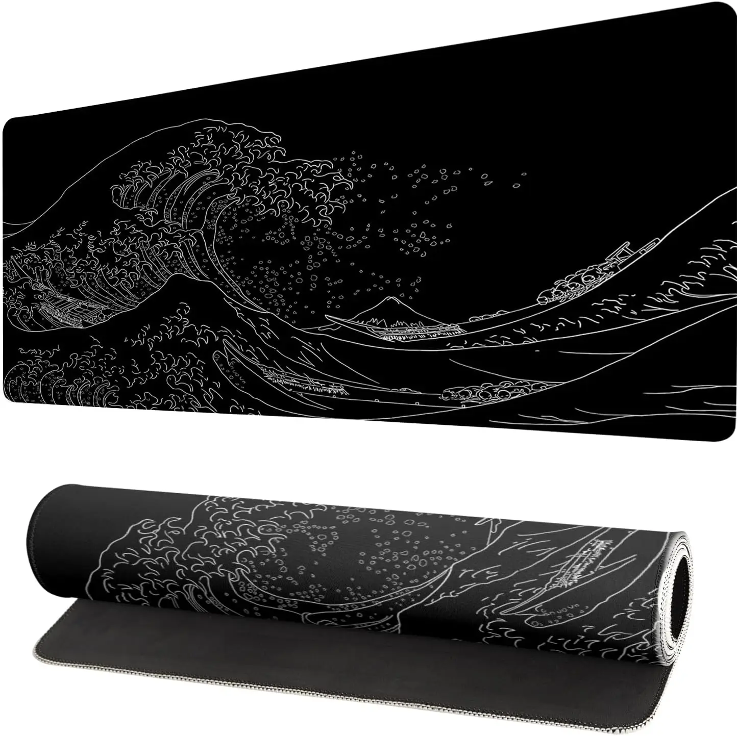 800 300mm Large Gaming Mouse Pad with Anti-Slip Rubber Base Black & White Topographic Li aperçu 11
