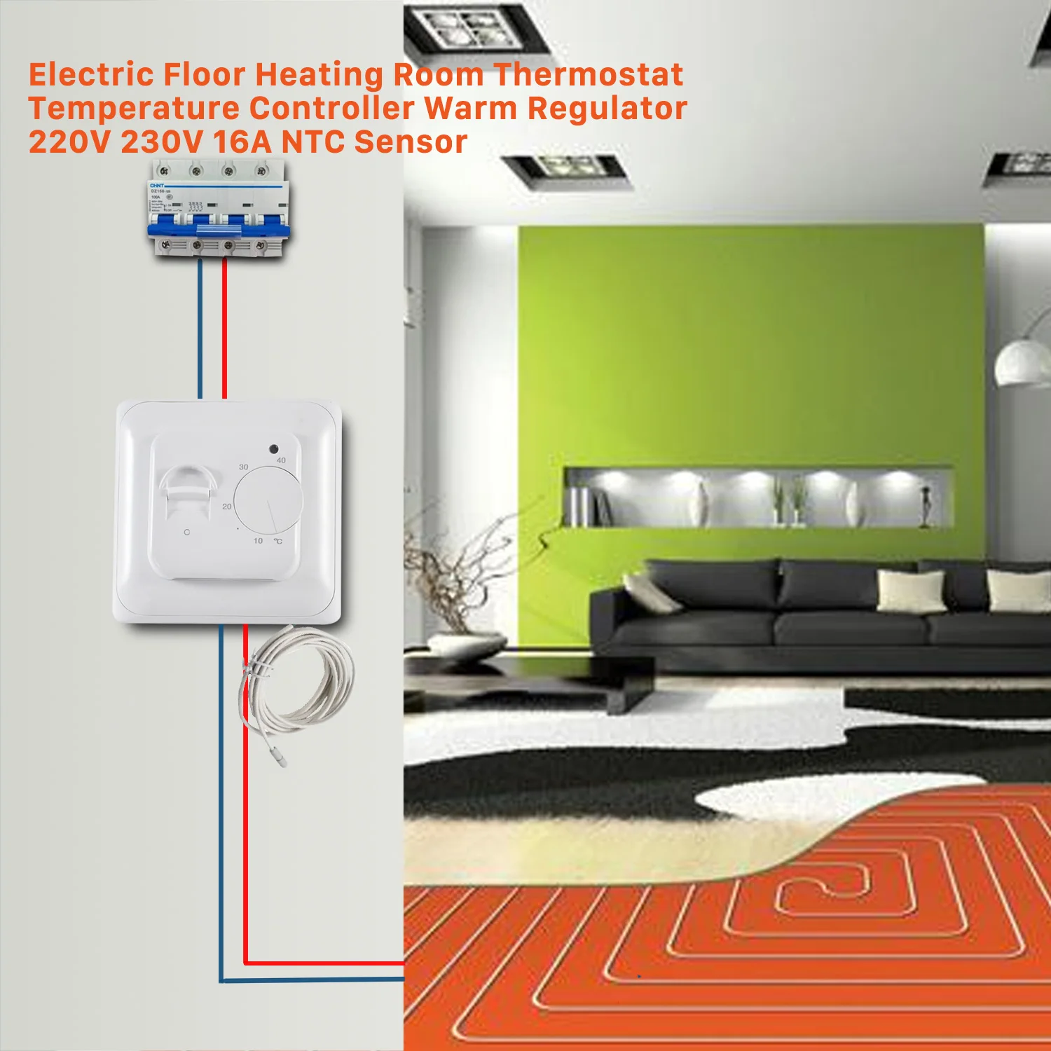 Water temperature regulator Thermostat 220V 230V 16A NTC Sensor Electric Floor Heating Room Thermostat Regulator 3A 220V