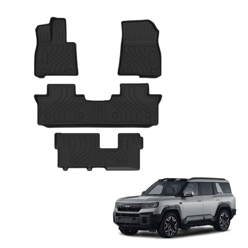 7 Seats LHD Car Floor Mat for FangChengBao Leopard 8 TPE Rubber Waterproof Car Mat New Energy Vehicle Accessories