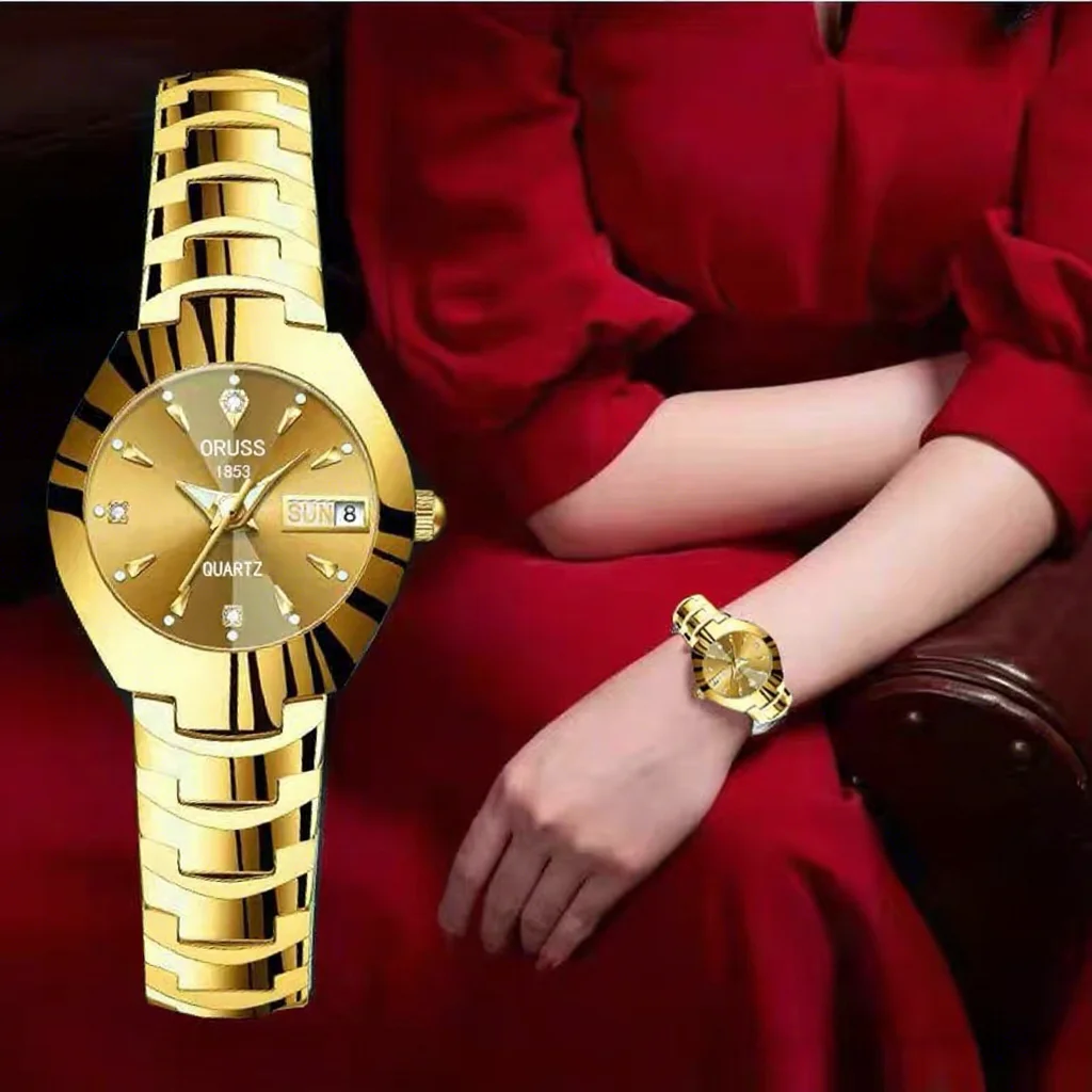 Oruss 005 Small Gold Round Simple Fashion Vintage Waterproof Leisure Quartz Women's Watch