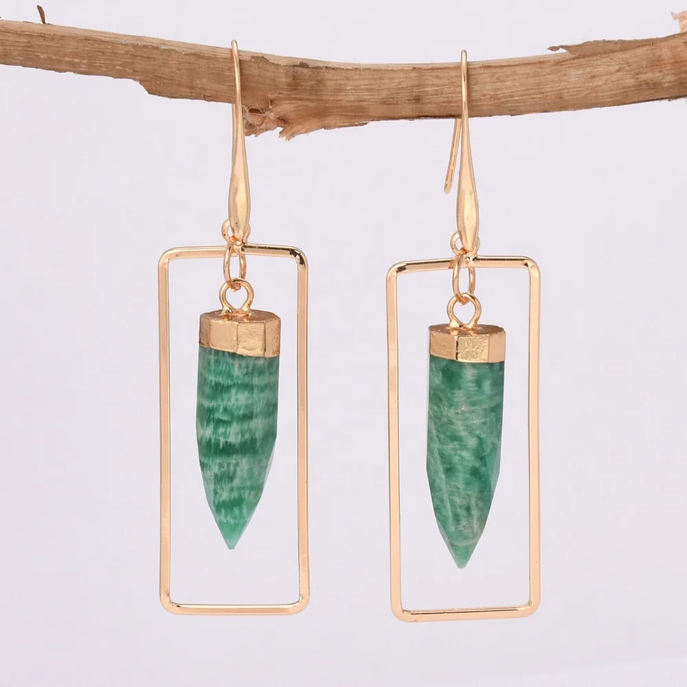 HD0345 новый дизайн серьги-кольца серьги из амазонита с камнем для женщин 2020