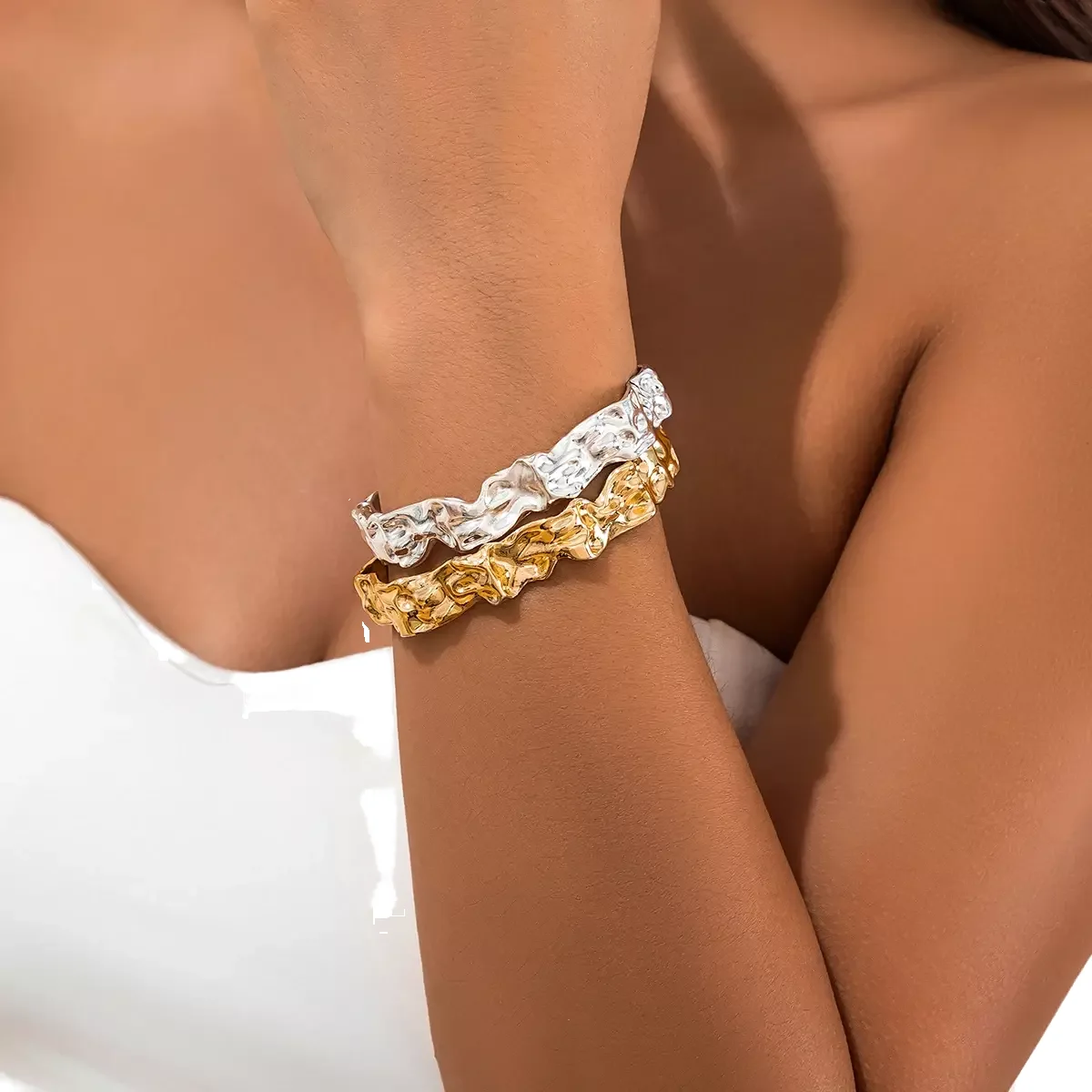 Cross-border Irregular lava Bracelet Luxury Designer Jewelry Texture Surface Opening Gold Plating Fashion Bracelet for Women