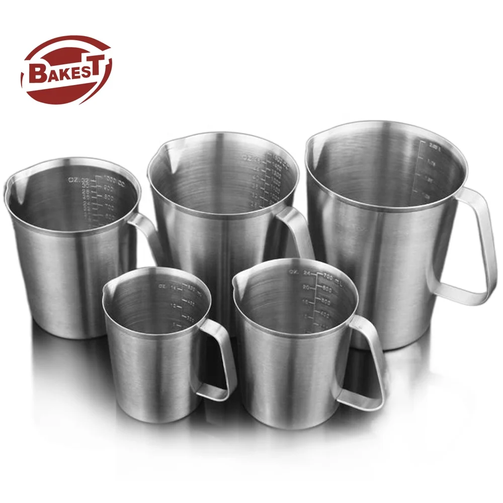 New Product 304 Stainless Steel Measuring Jug With Scale 2000-500ml / 18~64oz Capacity Barista Tools Espresso Milk Cup Pitcher